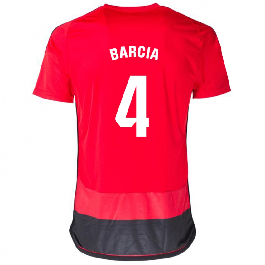 Kinder Sergio Barcia #4 Rot Schwarz Heimtrikot Trikot 2023/24 T-Shirt Schweiz