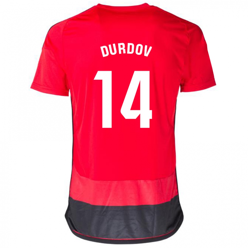 Kinder Ivan Durdov #14 Rot Schwarz Heimtrikot Trikot 2023/24 T-Shirt Schweiz