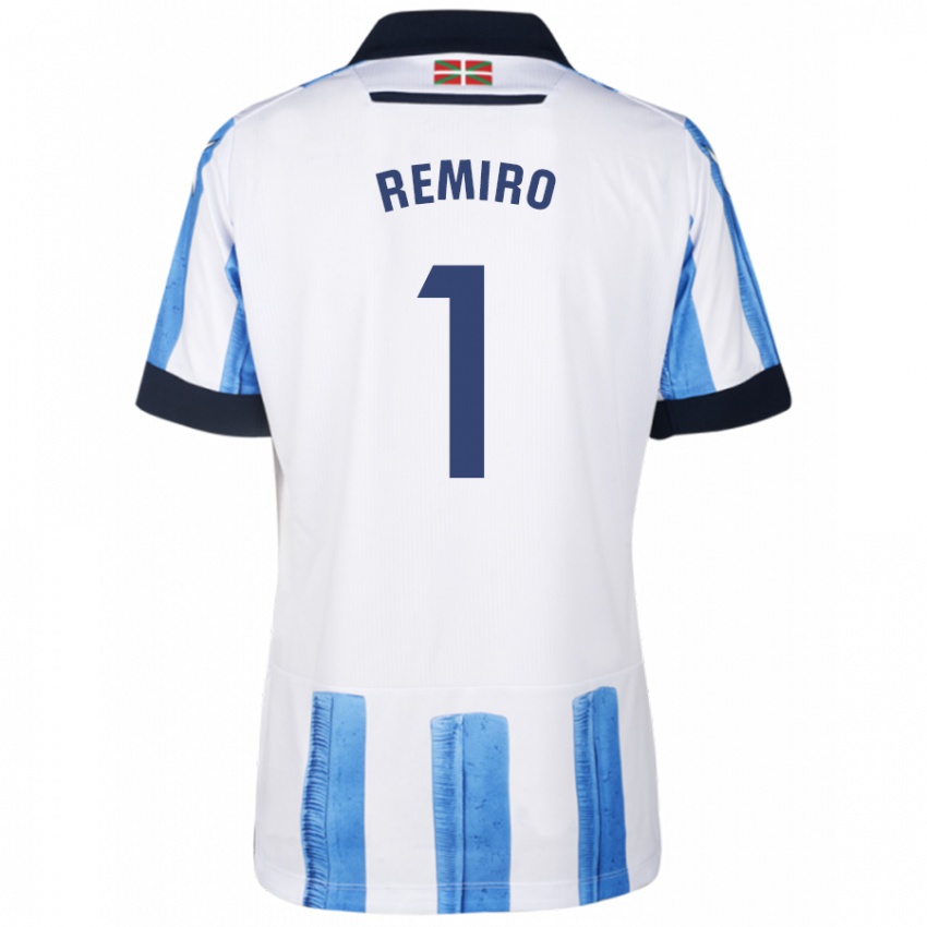 Kinder Álex Remiro #1 Blau Weiss Heimtrikot Trikot 2023/24 T-Shirt Schweiz