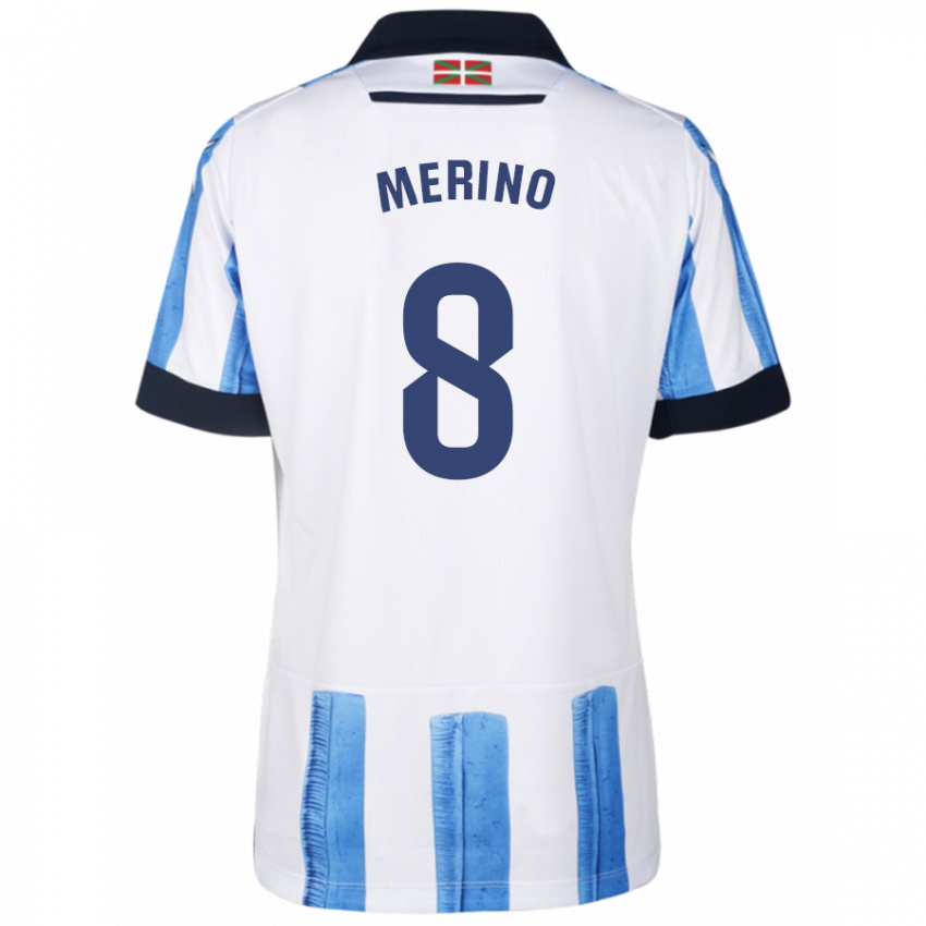 Kinder Mikel Merino #8 Blau Weiss Heimtrikot Trikot 2023/24 T-Shirt Schweiz