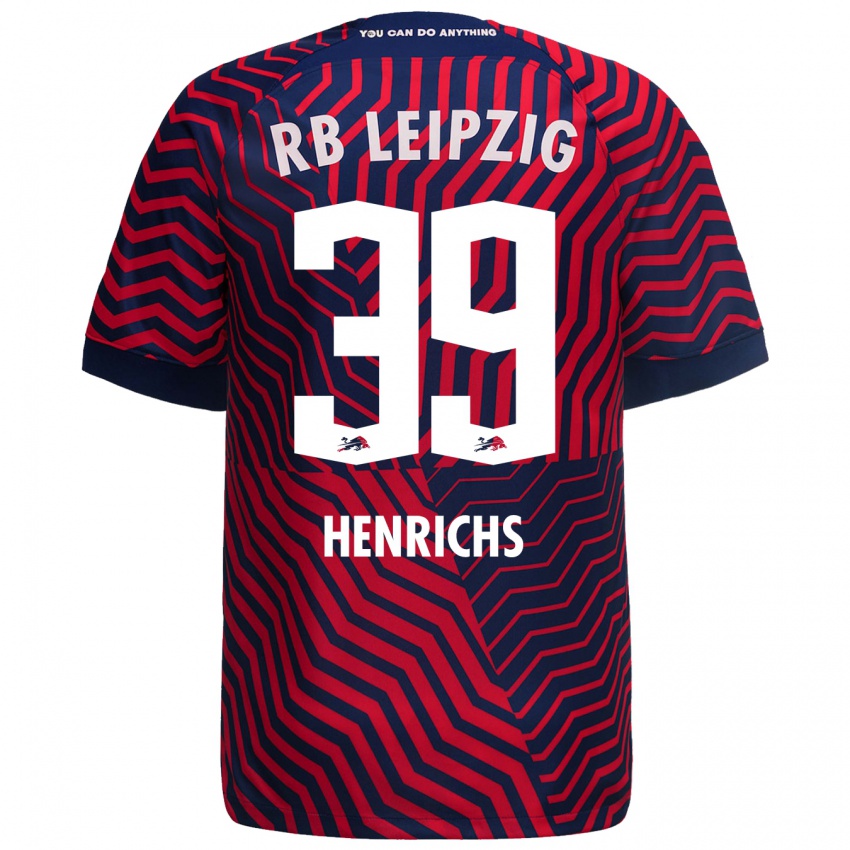 Kinder Benjamin Henrichs #39 Blau Rot Auswärtstrikot Trikot 2023/24 T-Shirt Schweiz