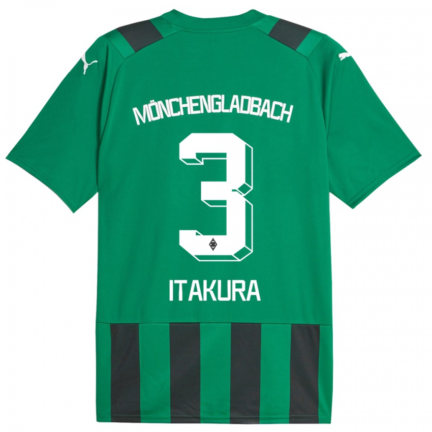 Kinder Ko Itakura #3 Schwarz Grün Auswärtstrikot Trikot 2023/24 T-Shirt Schweiz