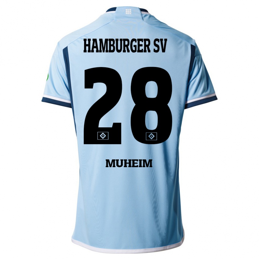 Kinder Miro Muheim #28 Blau Auswärtstrikot Trikot 2023/24 T-Shirt Schweiz