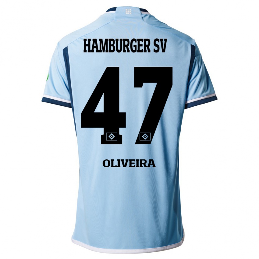 Kinder Nicolas Oliveira #47 Blau Auswärtstrikot Trikot 2023/24 T-Shirt Schweiz