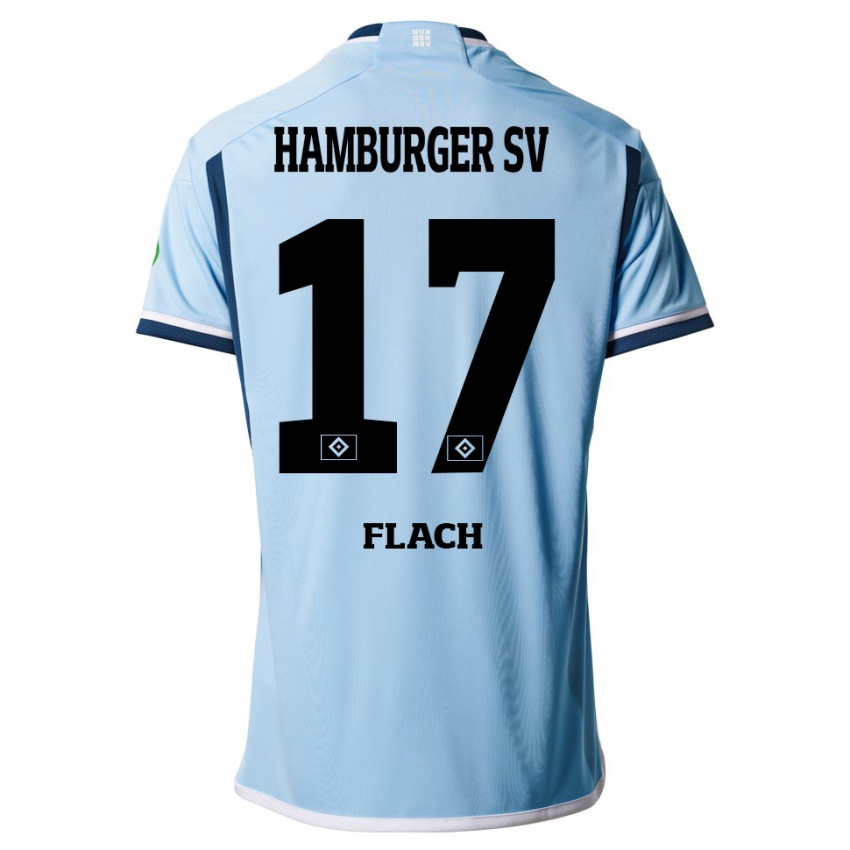 Kinder Timon Flach #17 Blau Auswärtstrikot Trikot 2023/24 T-Shirt Schweiz