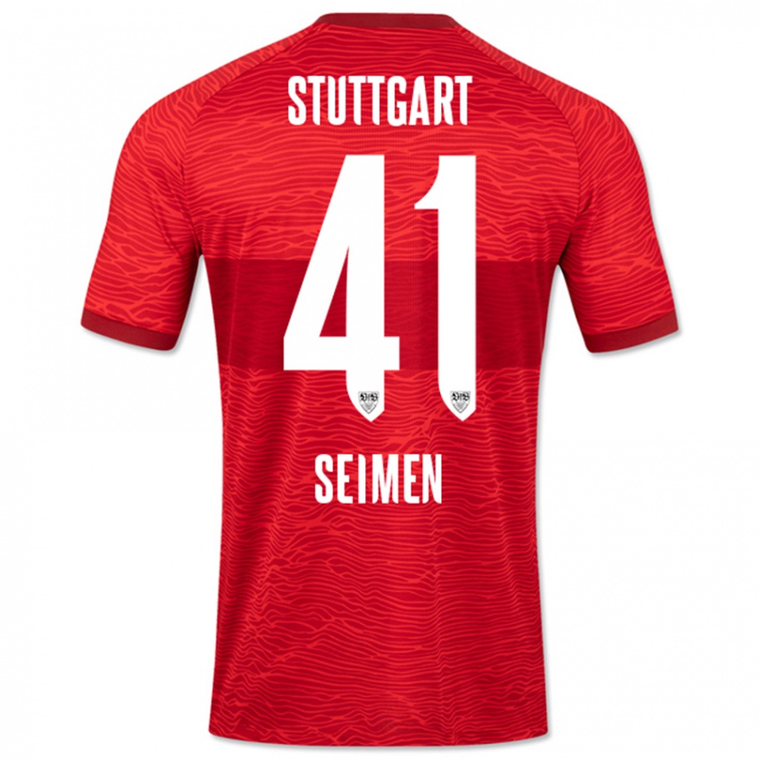 Kinder Dennis Seimen #41 Rot Auswärtstrikot Trikot 2023/24 T-Shirt Schweiz