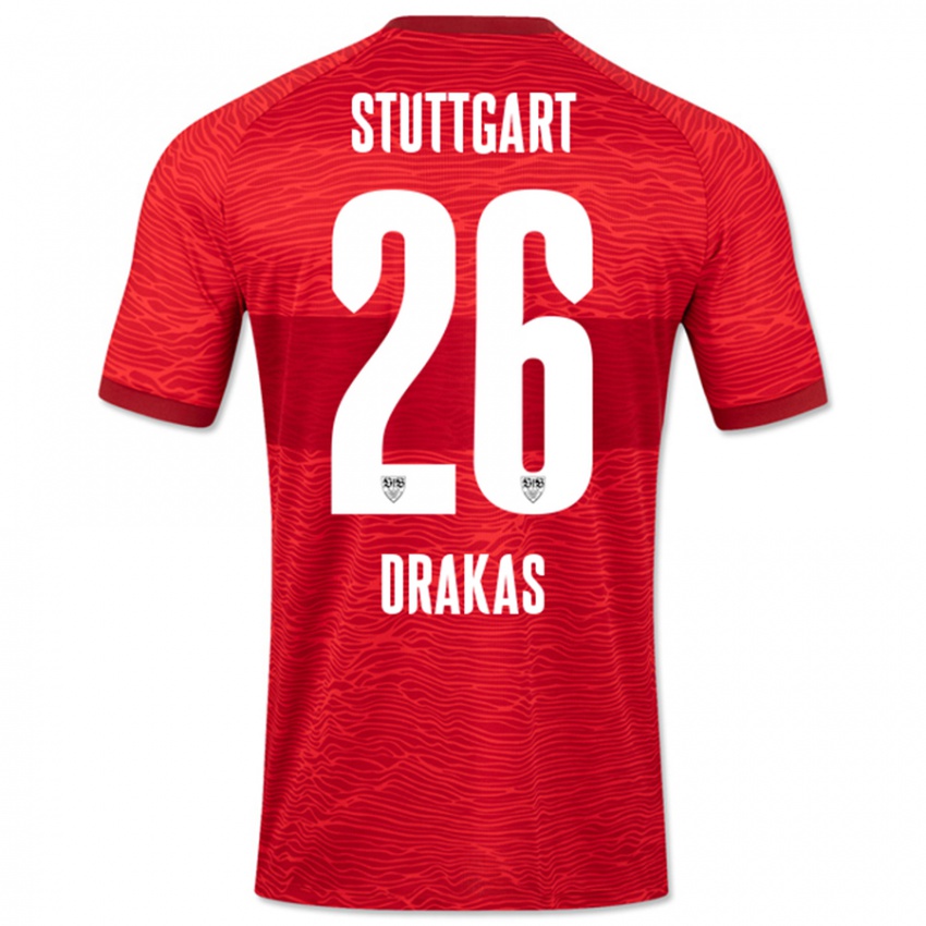 Kinder Babis Drakas #26 Rot Auswärtstrikot Trikot 2023/24 T-Shirt Schweiz