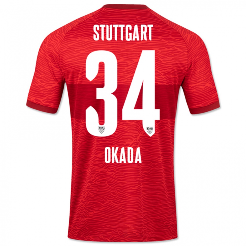 Kinder Rei Okada #34 Rot Auswärtstrikot Trikot 2023/24 T-Shirt Schweiz