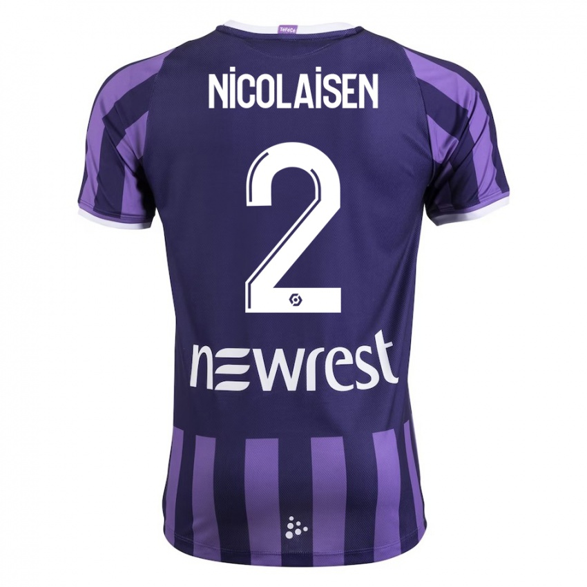 Kinder Rasmus Nicolaisen #2 Lila Auswärtstrikot Trikot 2023/24 T-Shirt Schweiz
