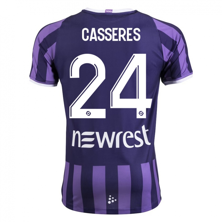 Kinder Cristian Cásseres Jr. #24 Lila Auswärtstrikot Trikot 2023/24 T-Shirt Schweiz