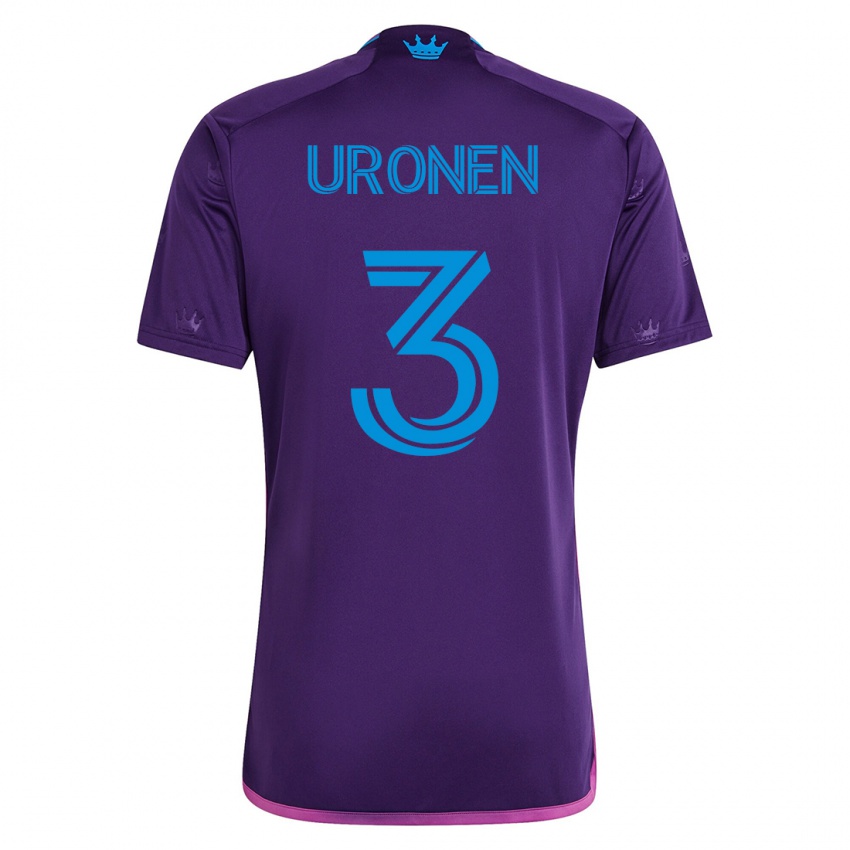 Kinder Jere Uronen #3 Violett Auswärtstrikot Trikot 2023/24 T-Shirt Schweiz