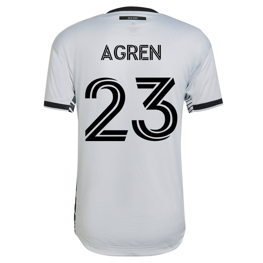 Kinder Oskar Agren #23 Weiß Auswärtstrikot Trikot 2023/24 T-Shirt Schweiz
