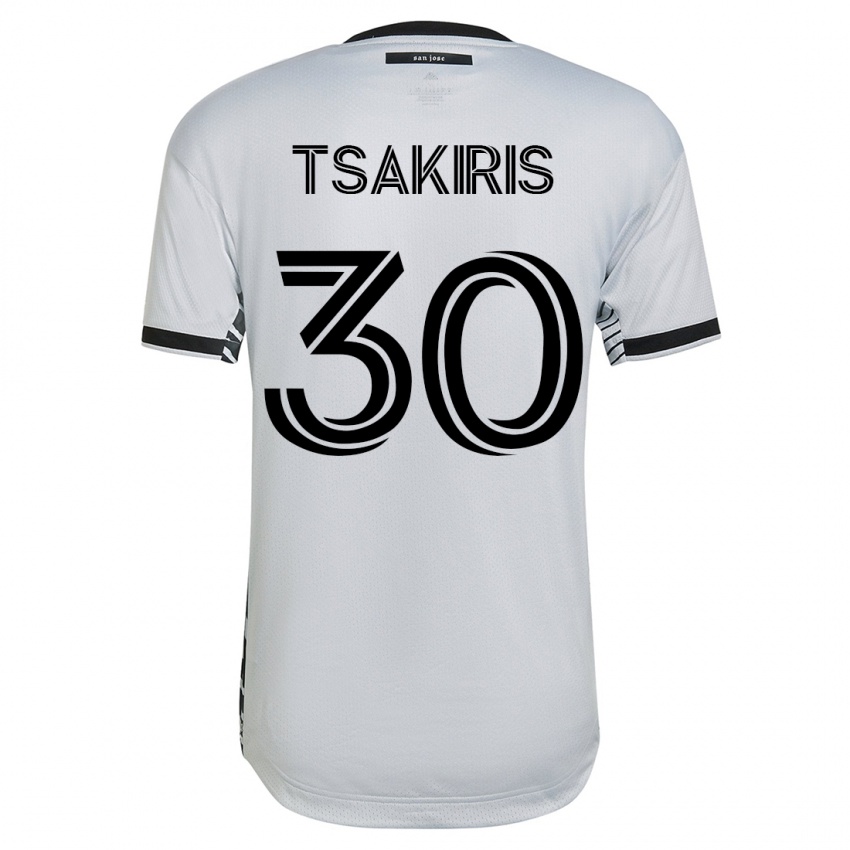 Kinder Niko Tsakiris #30 Weiß Auswärtstrikot Trikot 2023/24 T-Shirt Schweiz