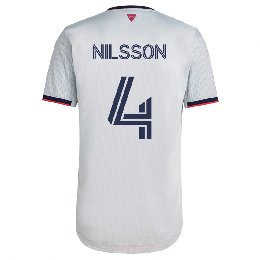 Kinder Joakim Nilsson #4 Weiß Auswärtstrikot Trikot 2023/24 T-Shirt Schweiz