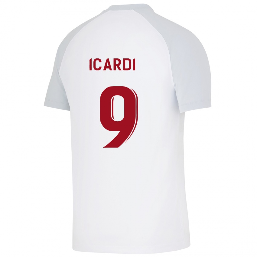 Kinder Mauro Icardi #9 Weiß Auswärtstrikot Trikot 2023/24 T-Shirt Schweiz