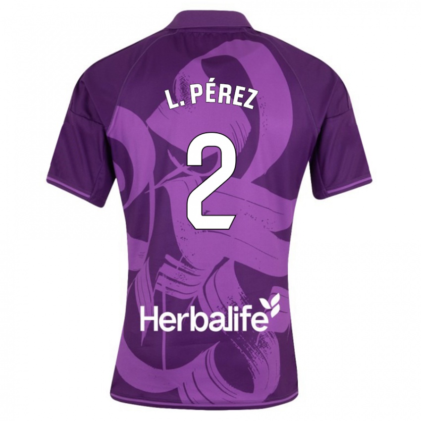 Kinder Luis Pérez #2 Violett Auswärtstrikot Trikot 2023/24 T-Shirt Schweiz