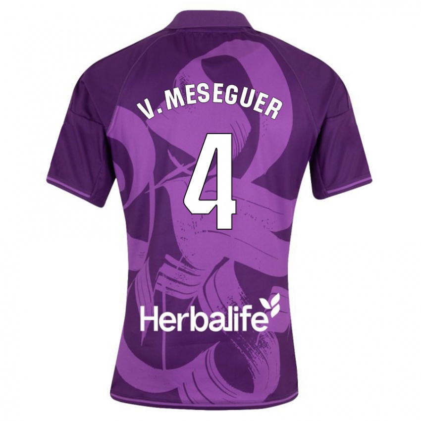 Kinder Víctor Meseguer #4 Violett Auswärtstrikot Trikot 2023/24 T-Shirt Schweiz