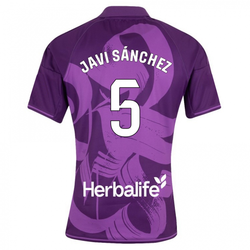 Kinder Javi Sánchez #5 Violett Auswärtstrikot Trikot 2023/24 T-Shirt Schweiz