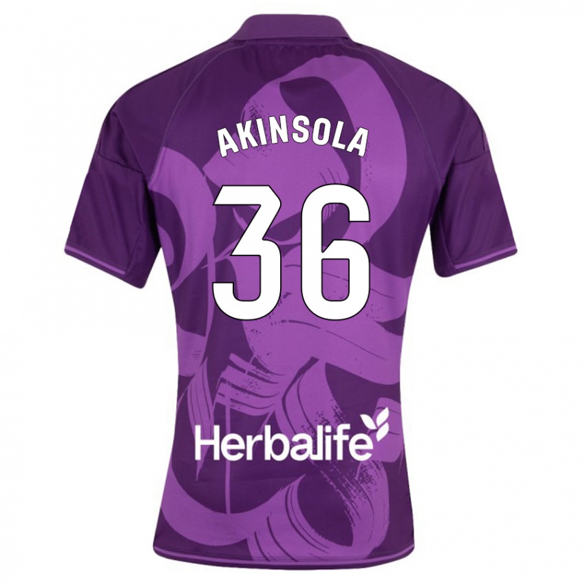 Kinder Tunde Akinsola #36 Violett Auswärtstrikot Trikot 2023/24 T-Shirt Schweiz