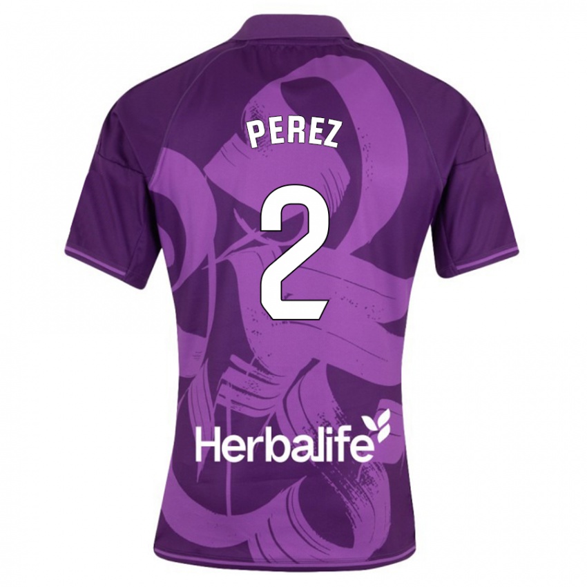 Kinder Iker Pérez #2 Violett Auswärtstrikot Trikot 2023/24 T-Shirt Schweiz