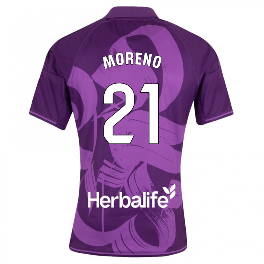 Kinder Xavi Moreno #21 Violett Auswärtstrikot Trikot 2023/24 T-Shirt Schweiz