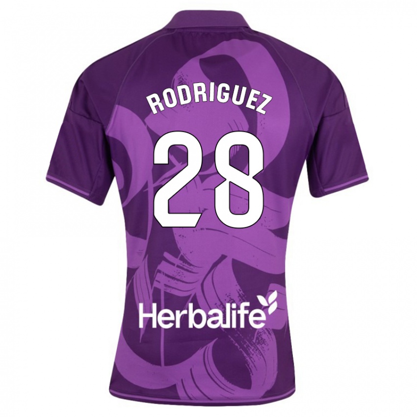 Kinder Yago Rodríguez #28 Violett Auswärtstrikot Trikot 2023/24 T-Shirt Schweiz