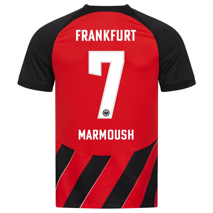 Herren Omar Marmoush #7 Rot Schwarz Heimtrikot Trikot 2023/24 T-Shirt Schweiz