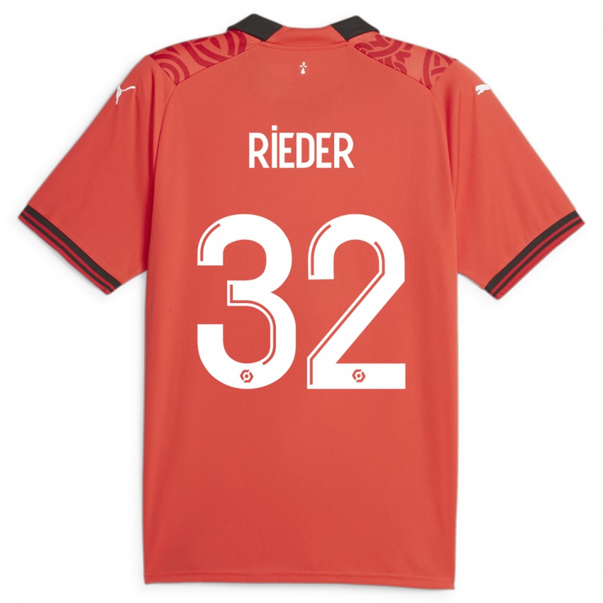 Herren Fabian Rieder #32 Rot Heimtrikot Trikot 2023/24 T-Shirt Schweiz