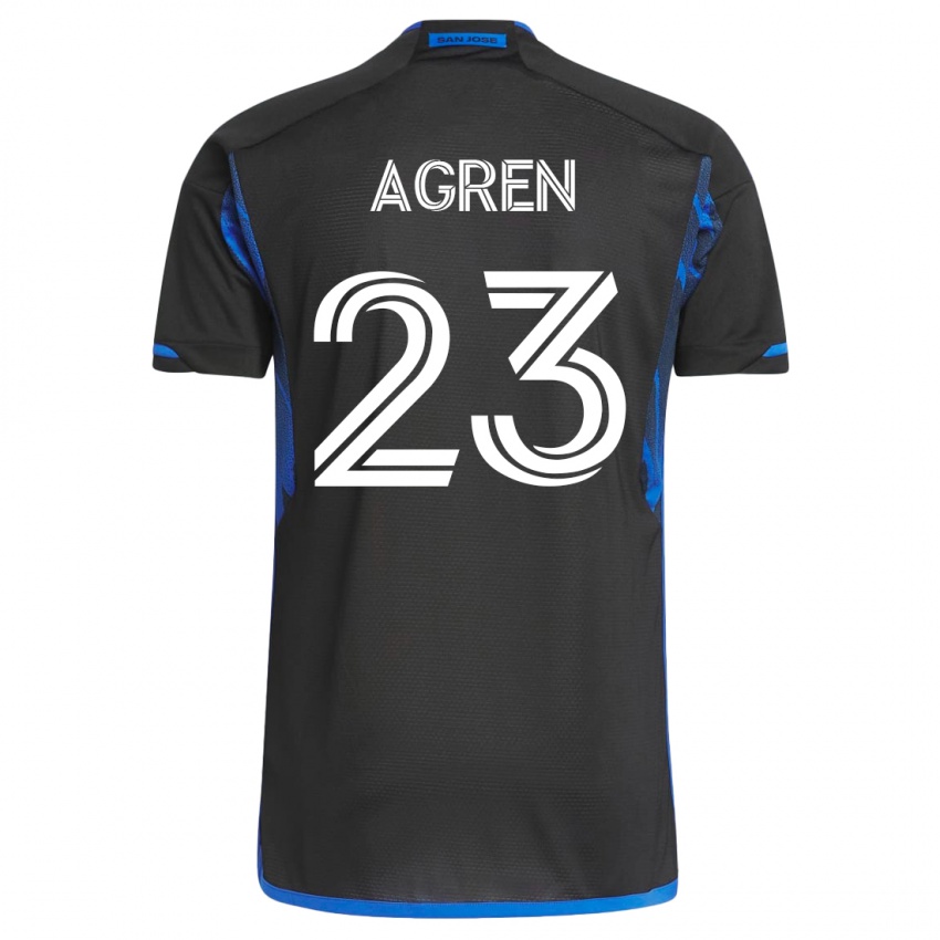 Herren Oskar Agren #23 Blau Schwarz Heimtrikot Trikot 2023/24 T-Shirt Schweiz