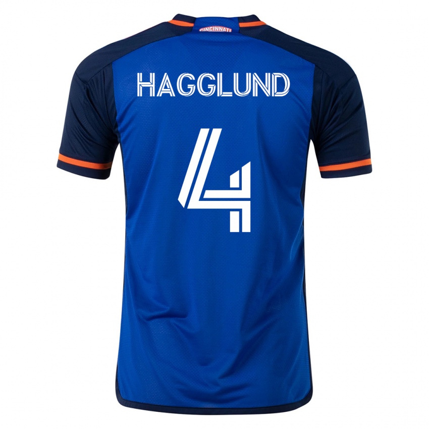 Herren Nick Hagglund #4 Blau Heimtrikot Trikot 2023/24 T-Shirt Schweiz