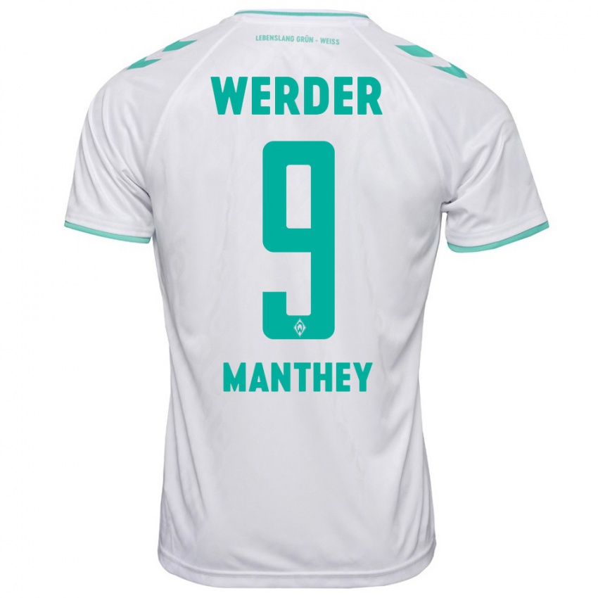 Herren Kevin Manthey #9 Weiß Auswärtstrikot Trikot 2023/24 T-Shirt Schweiz