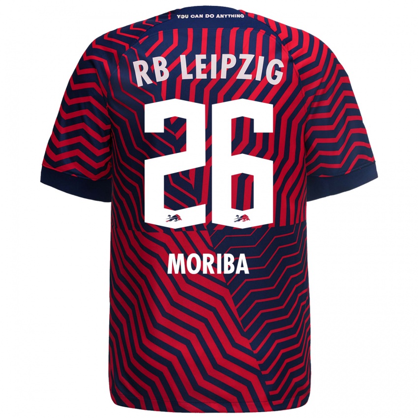 Herren Ilaix Moriba #26 Blau Rot Auswärtstrikot Trikot 2023/24 T-Shirt Schweiz