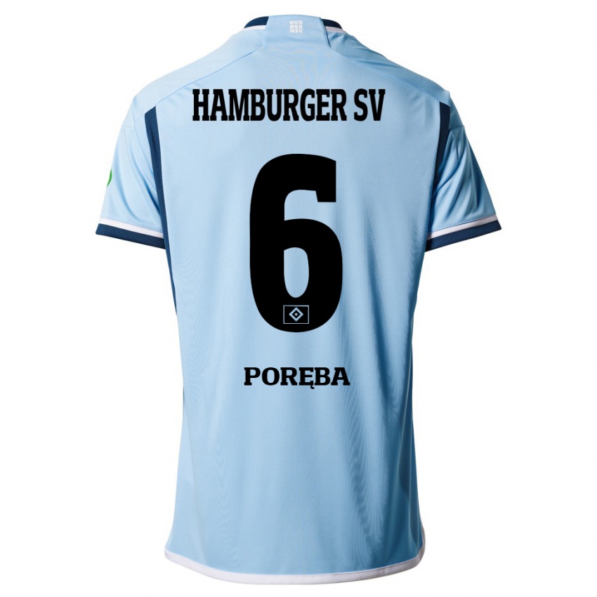 Herren Lukasz Poreba #6 Blau Auswärtstrikot Trikot 2023/24 T-Shirt Schweiz