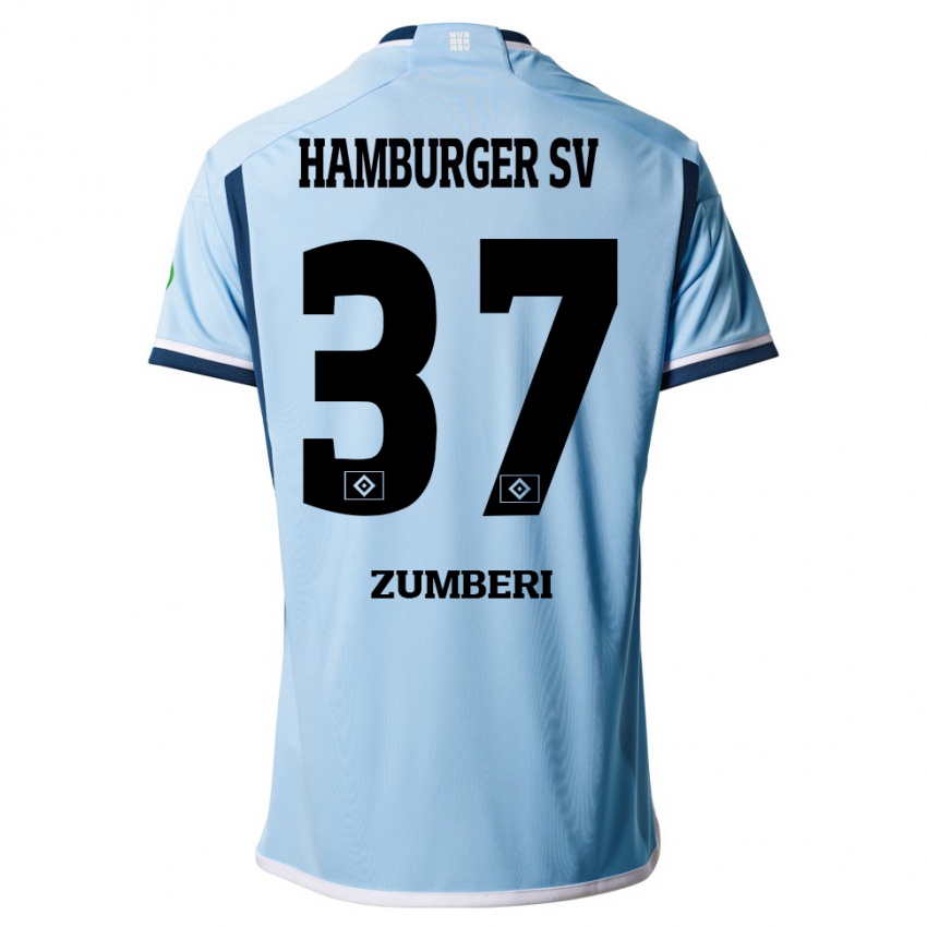 Herren Valon Zumberi #37 Blau Auswärtstrikot Trikot 2023/24 T-Shirt Schweiz