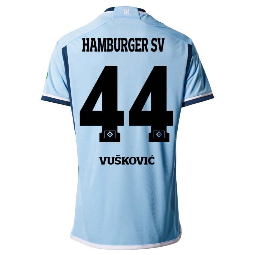 Herren Mario Vuskovic #44 Blau Auswärtstrikot Trikot 2023/24 T-Shirt Schweiz