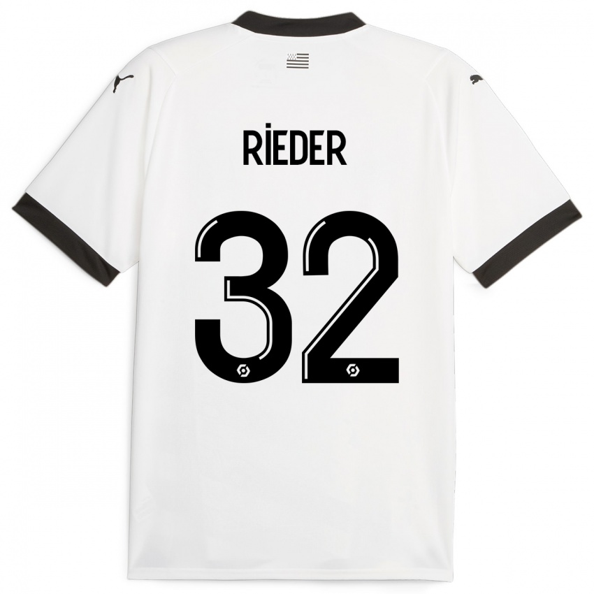 Herren Fabian Rieder #32 Weiß Auswärtstrikot Trikot 2023/24 T-Shirt Schweiz