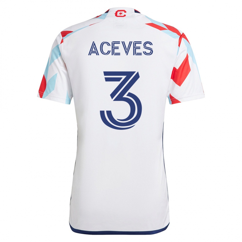 Herren Alonso Aceves #3 Weiß Blau Auswärtstrikot Trikot 2023/24 T-Shirt Schweiz