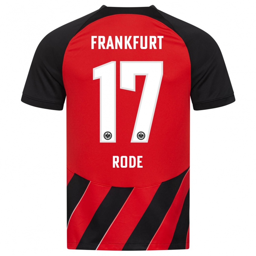 Damen Sebastian Rode #17 Rot Schwarz Heimtrikot Trikot 2023/24 T-Shirt Schweiz