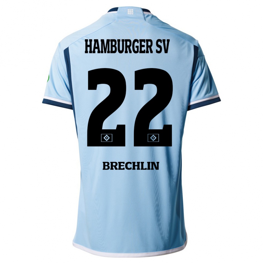 Damen Bjarne Brechlin #22 Blau Auswärtstrikot Trikot 2023/24 T-Shirt Schweiz