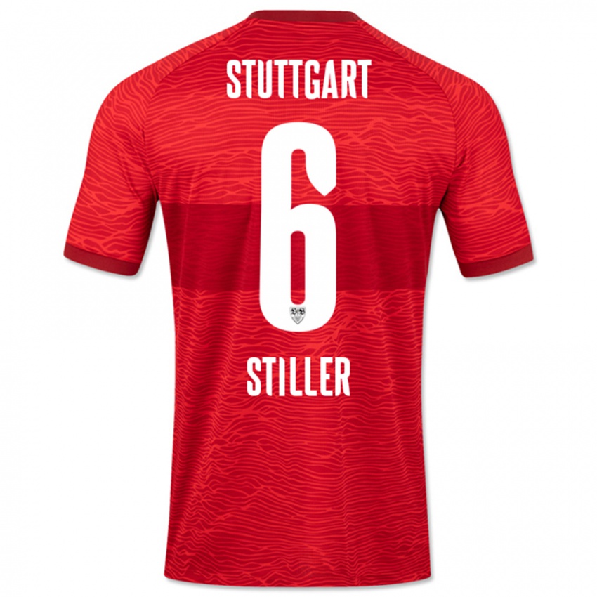 Damen Angelo Stiller #6 Rot Auswärtstrikot Trikot 2023/24 T-Shirt Schweiz