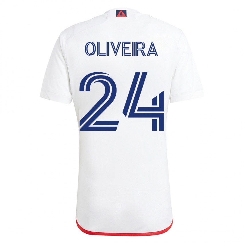 Damen Cristiano Oliveira #24 Weiß Rot Auswärtstrikot Trikot 2023/24 T-Shirt Schweiz
