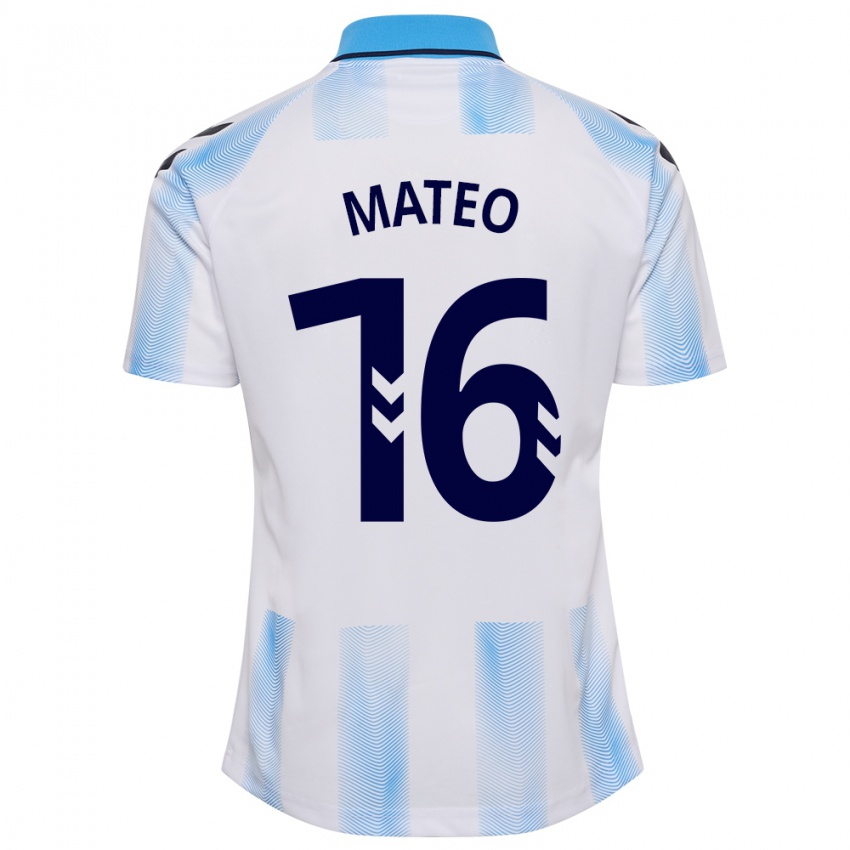 Kinder Ángel Mateo #16 Weiß Blau Heimtrikot Trikot 2023/24 T-Shirt Schweiz