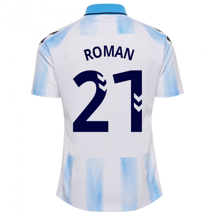 Kinder Samu Román #21 Weiß Blau Heimtrikot Trikot 2023/24 T-Shirt Schweiz