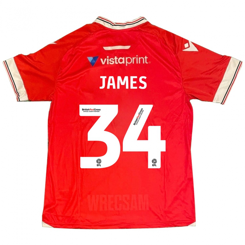 Enfant Maillot Aaron James #34 Rouge Tenues Domicile 2023/24 T-Shirt Suisse