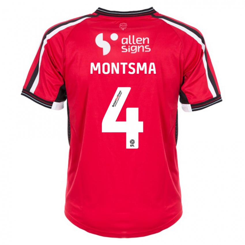 Kinder Lewis Montsma #4 Rot Heimtrikot Trikot 2023/24 T-Shirt Schweiz