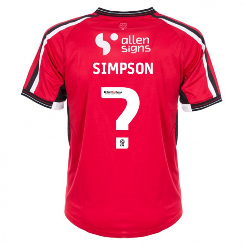 Kinder John Simpson #0 Rot Heimtrikot Trikot 2023/24 T-Shirt Schweiz