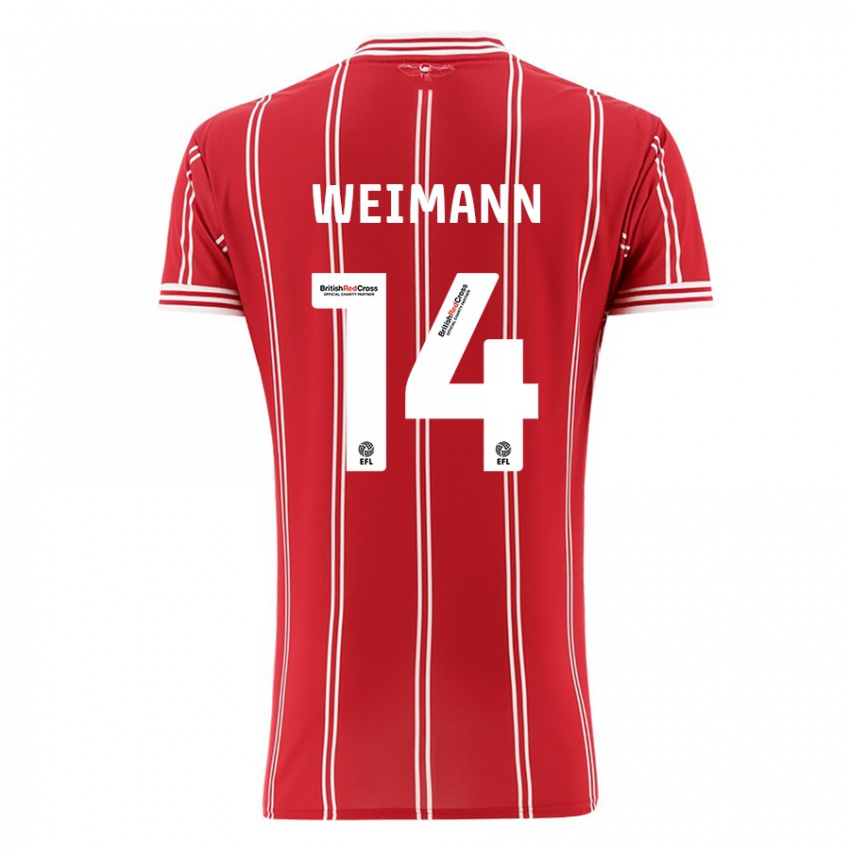 Kinder Andreas Weimann #14 Rot Heimtrikot Trikot 2023/24 T-Shirt Schweiz