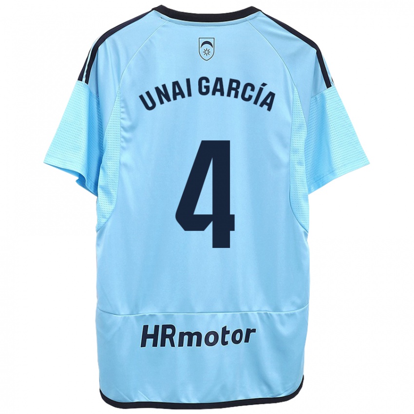 Kinder Unai García #4 Blau Auswärtstrikot Trikot 2023/24 T-Shirt Schweiz