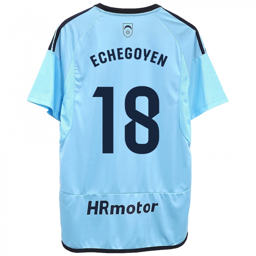 Kinder Mauro Echegoyen #18 Blau Auswärtstrikot Trikot 2023/24 T-Shirt Schweiz