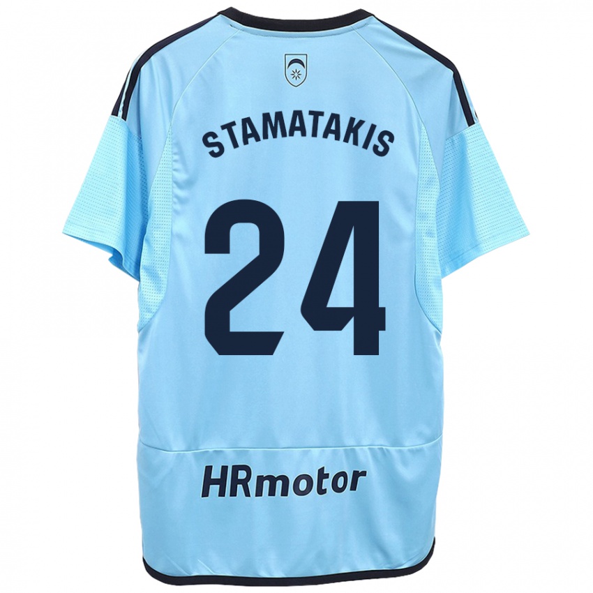 Kinder Dimitrios Stamatakis #24 Blau Auswärtstrikot Trikot 2023/24 T-Shirt Schweiz